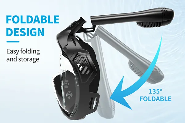 Foldable snorkel design for compact retail packaging