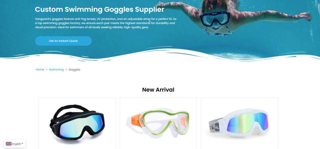 Vanguard es un proveedor de gafas de natación.